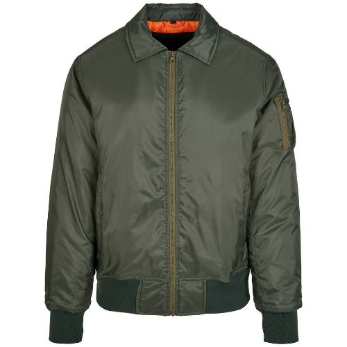 Build Your Brand Collar Bomber Jacket Dark Olive